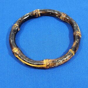 Vintage Bamboo Bangle Bracelet With Patina Finish Boho Naturalist
